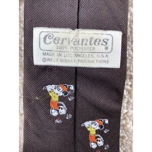 Vintage Cervantes Mickey Mouse Golf Tie Brown Walt Disney Productions 70s Mens